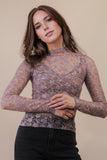 High Neck Sheer Mesh Lace Top
