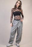 High Neck Sheer Mesh Lace Top