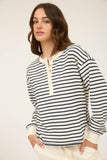 Striped Long Sleeve Henley Top