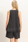 Contrast Stitched A-Line Top