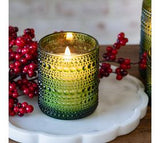 Green Led Beaded Glass Candle