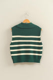 Striped Half-Zip Knit Sweater Vest