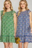 Floral Butterfly Sleeve Mini Dress