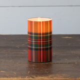Red Tartan 3d Flame Glass Candle
