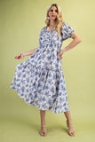 Vintage Floral Tiered Midi Dress