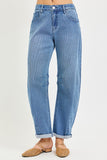 Textured Barrel Leg Jeans