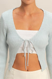 Tie-Front Ribbed Cardigan