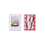 Framed Scalloped Photo Frame W Plaid Pattern