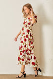 Woven Rose Print Maxi Dress
