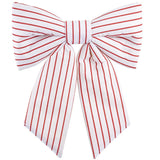 Large White Stripe Bow With Clip