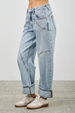 Cuffed Barrel Leg Jeans