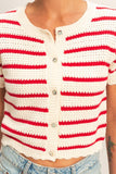 Striped Scallop Edge Cardigan