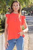 Ruffled Button Detail Top