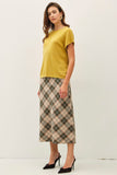 Hunter Plaid A-Line Midi Skirt