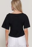 Short Sleeve Boat Neck Top