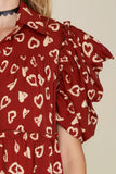 Heart Print Tiered Mini Dress