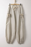Textured Bow Detail Pants