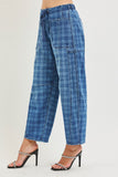 Slouchy Plaid Barrel Leg Jeans