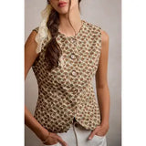 Floral Print Scallop Edged Vest