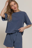 Short Sleeve Garment Washed Terry Top