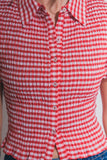 Smocked Gingham Shirt