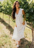 V-neck Ruffle Sleeve Maxi Dress
