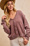 Washed V-Neck Cardigan