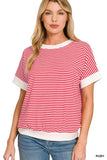 Striped Top with Contrast Trim