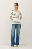 Classic Ribbed Striped Henley Top