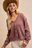 Washed V-Neck Cardigan