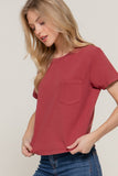 Short Slv Garment Dye Knit Top