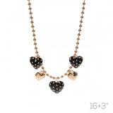 Multi Heart Charm Necklace-black