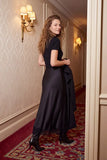 Woven Satin Maxi Skirt With Lace Trim