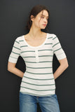 Classic Ribbed Striped Henley Top