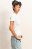 Striped Ribbed Crew Neck Top