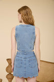 Washed Scalloped Denim Top