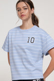 Short Slv Patch Stripe French Terry Top