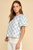 Plaid Puff Sleeve Top