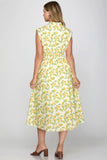 Zip Front Floral Smocked Waist Dress