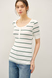 Classic Ribbed Striped Henley Top