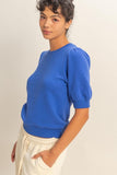 Puff Sleeve Crew Neck Sweater