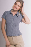 Ruffled Hem Button Up Top