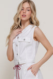 Sleeveless Stretch Denim Top