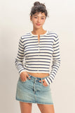 Striped Button-Up Cardigan