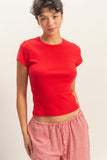 Basic Ribbed Short Sleeve Top
