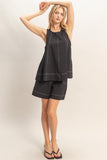 Contrast Stitched A-Line Top