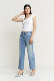 Mid Rise Straight Leg Jeans