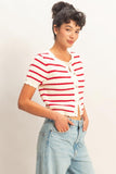 Striped Scallop Edge Cardigan