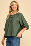 Textured Tie-Neck Blouse
