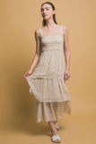 Tiered Floral Chiffon Midi Dress
